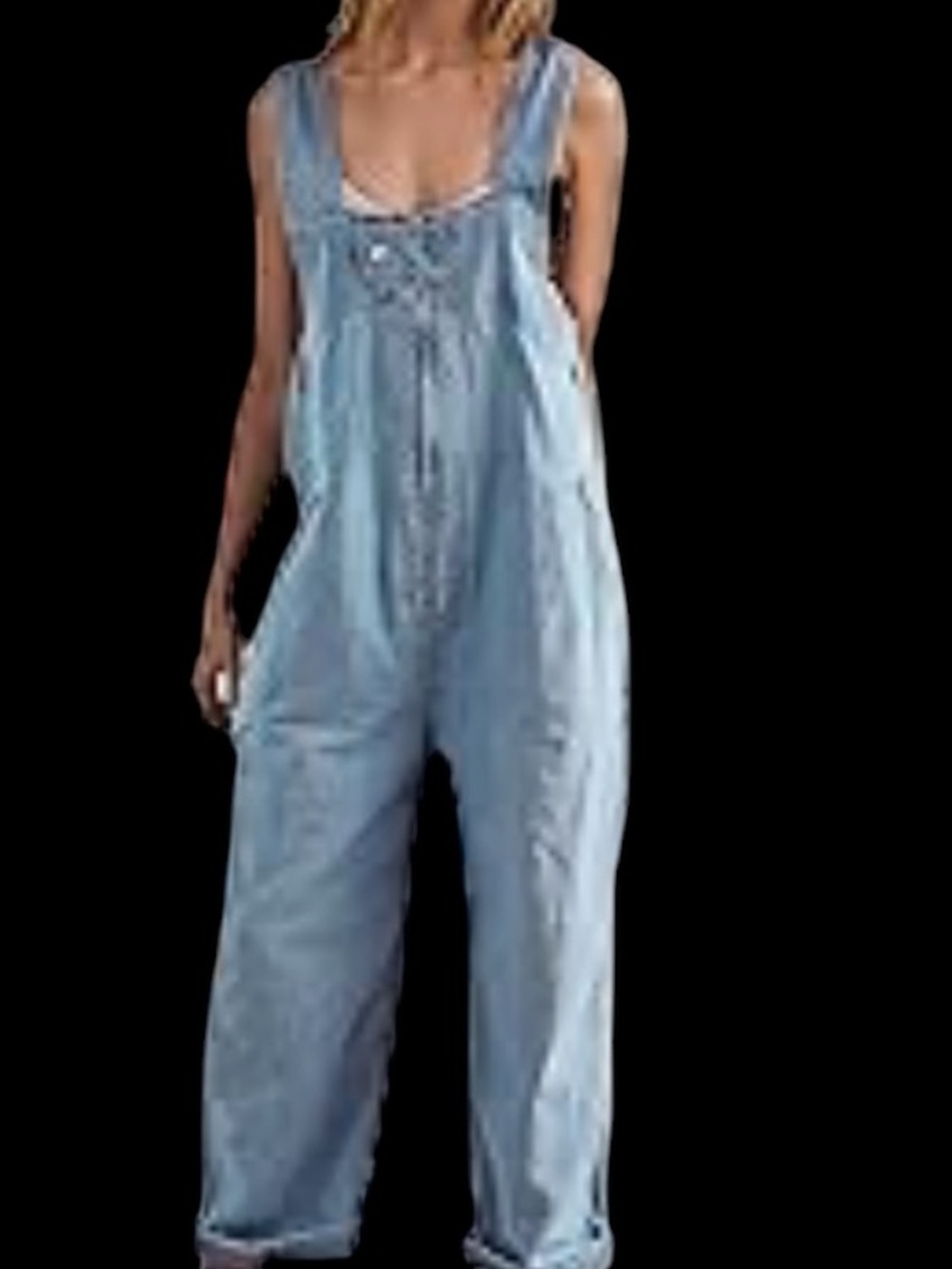 WE THE FREE Light Wash Denim Zip Jumpsuit Preloved condition.